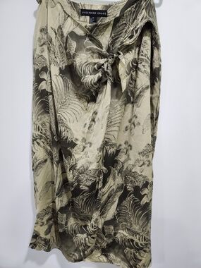 Josephine Chaus Olive and Black Tropical Tie-Front Swim Coverup